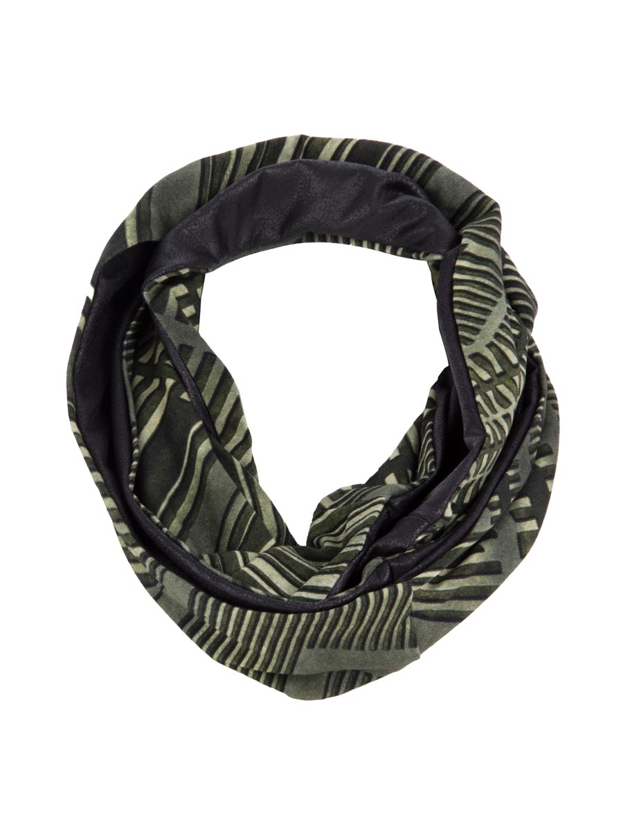Rollschal khaki Zip-Print-schwarz