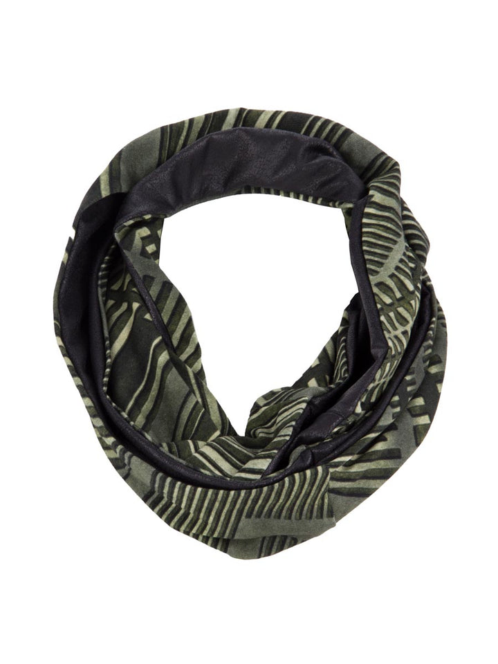 Rollschal khaki Zip-Print-schwarz