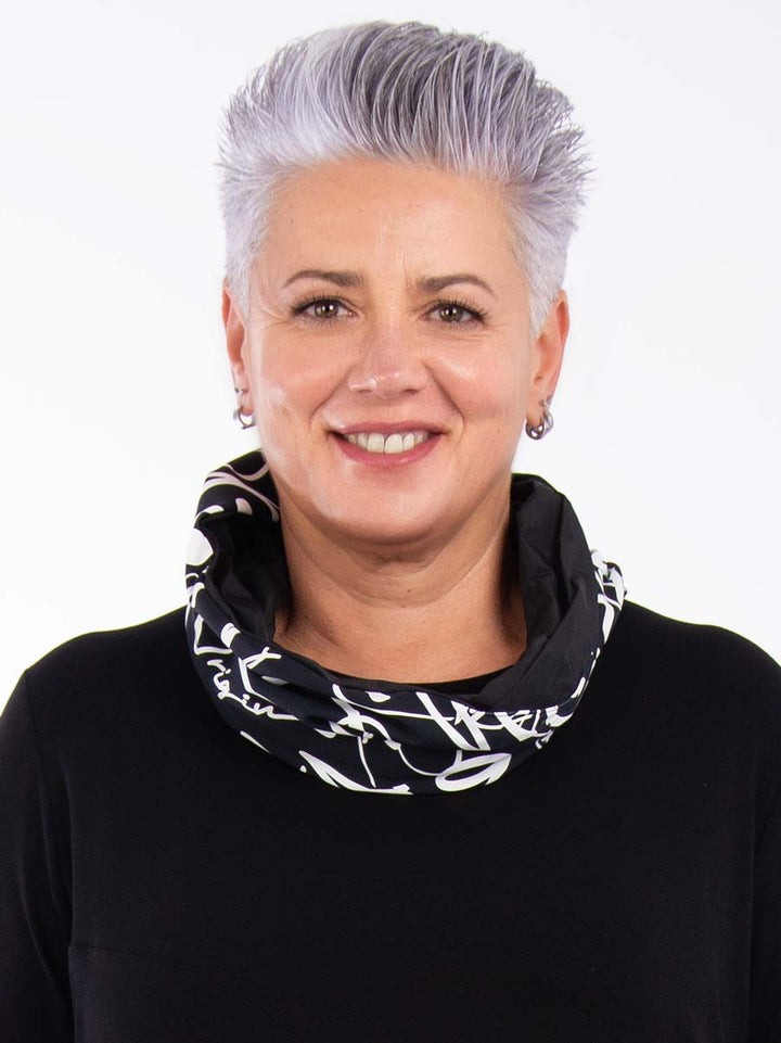 Kragen Memory schw./Print-schw.-weiß